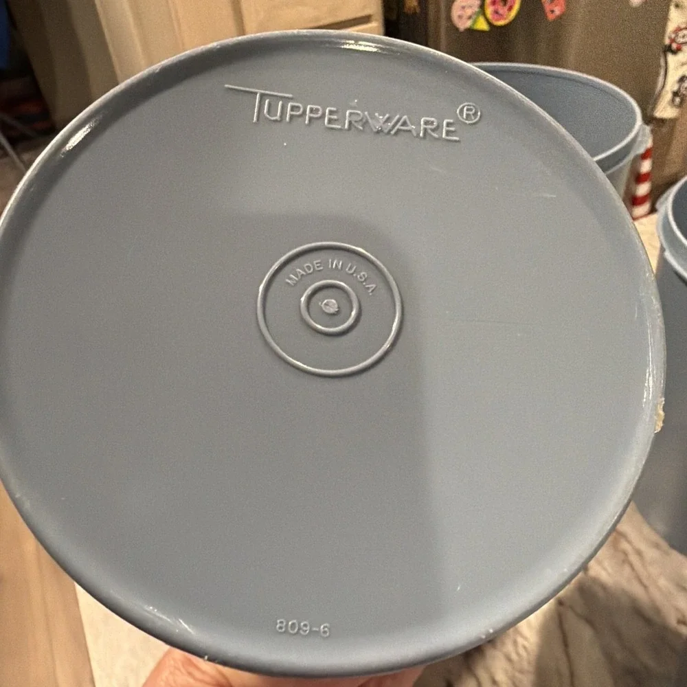 Set Of 4 Vtg‎ Tupperware Servalier Country Blue Canisters With Seals